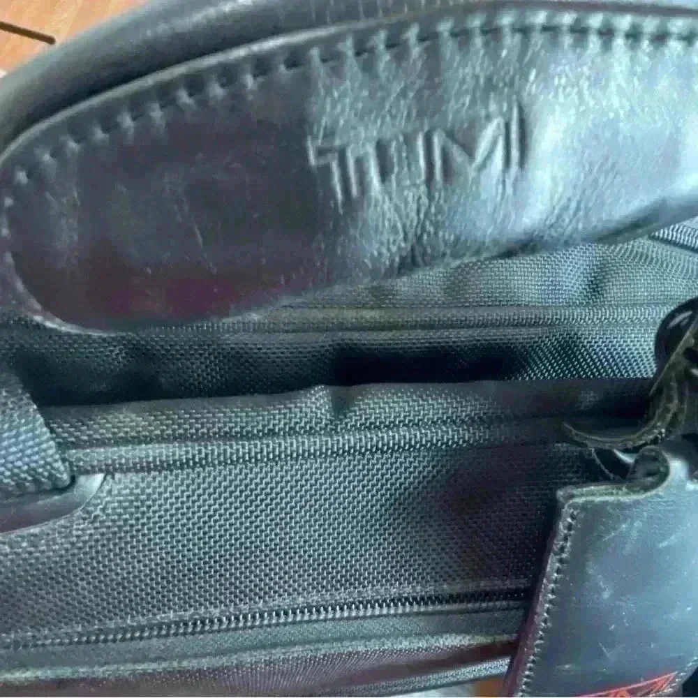 Tumi canvas and leather trim briefcase travel career commuter bag